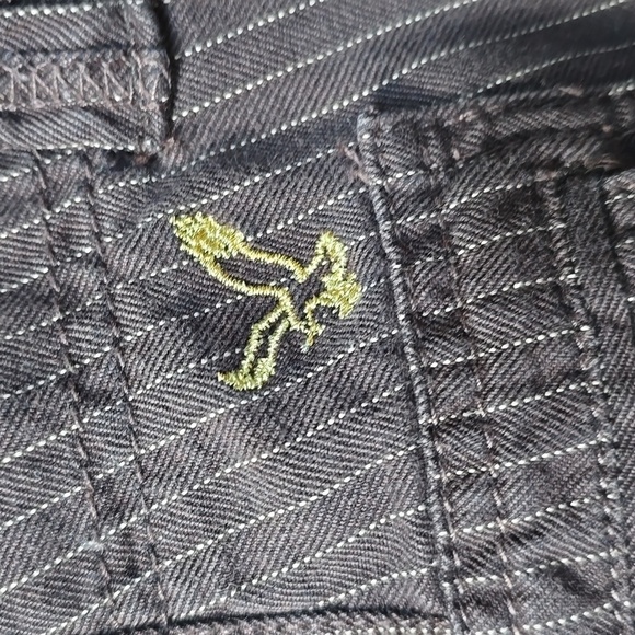 American Eagle VTG y2k 2000s brown pinstripe wide leg pants 8 - Picture 8 of 14